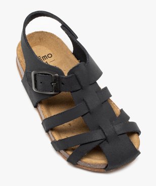 Sandales premiers pas bébé garçon dessus en cuir uni vue5 - GEMO(BEBE DEBT) - GEMO
