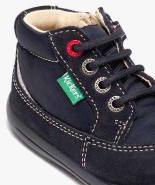 Boots fille dessus uni en cuir et en textile - Kickers vue6 - KICKERS - GEMO