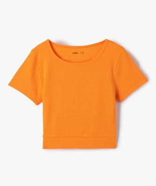 Tee-shirt fille en maille côtelée coupe courte vue2 - GEMO (JUNIOR) - GEMO