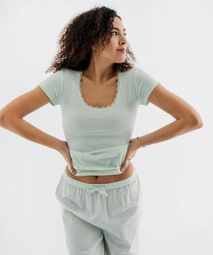 Haut de pyjama en maille côtelée femme vue1 - GEMO 4G FEMME - GEMO