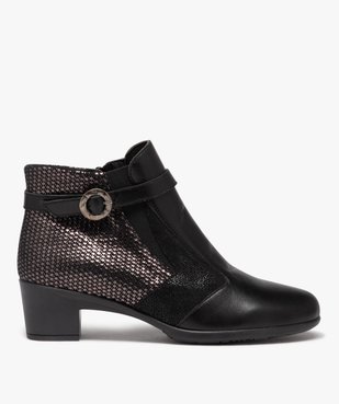 Boots femme confort à talon dessus en cuir uni brillant vue1 - GEMO (CONFORT) - GEMO