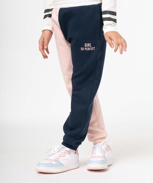 Pantalon de sport fille en molleton doux bicolore vue1 - GEMO (ENFANT) - GEMO