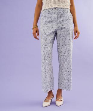 Pantalon en coton stretch fleuri coupe droite vue3 - GEMO(FEMME PAP) - GEMO