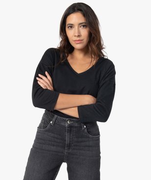 Tee-shirt femme à manches ¾ col V vue2 - GEMO(FEMME PAP) - GEMO