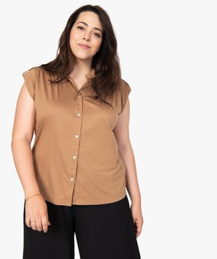 Tee-shirt femme boutonné sur l’avant vue2 - GEMO (G TAILLE) - GEMO
