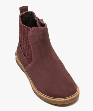 Boots fille zippées dessus cuir retourné style chelsea vue5 - GEMO (ENFANT) - GEMO