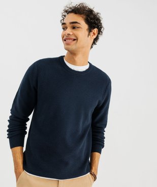 Pull en maille fantaisie en coton homme vue2 - GEMO (HOMME) - GEMO