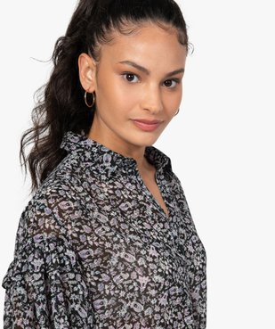 Blouse femme ample et transparente à motif et volant vue3 - GEMO(FEMME PAP) - GEMO