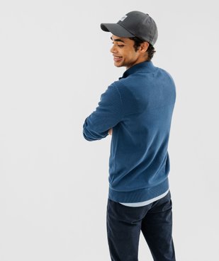 Pull en coton à col montant zippé homme vue3 - GEMO (HOMME) - GEMO