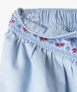Short en jean large avec broderies fille vue2 - GEMO 4G FILLE - GEMO