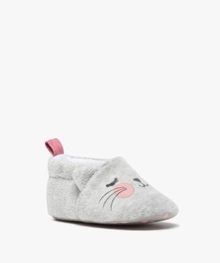 Chaussons de naissance bébé fille en velours motif chat vue4 - GEMO(BB COUCHE) - GEMO
