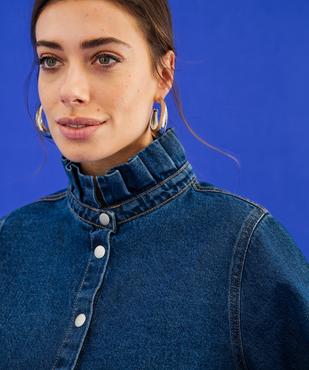 Surchemise en jean à col victorien femme vue3 - GEMO 4G FEMME - GEMO