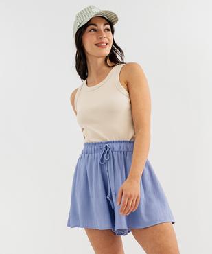 Short ample et fluide en viscose plissée femme vue1 - GEMO 4G FEMME - GEMO