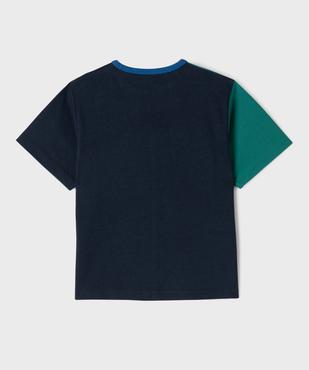 Tee-shirt manches courtes en jersey de coton multicolore et imprimé garçon vue3 - GEMO 4G GARCON - GEMO