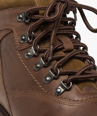 Boots homme avec dessus cuir lisse et lacets montagne vue6 - GEMO (CASUAL) - GEMO