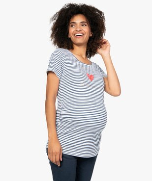 Tee-shirt de grossesse rayé à manches courtes vue1 - GEMO C4G MATERN - GEMO