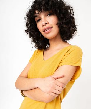 Tee-shirt manches courtes coupe loose en lin femme vue2 - GEMO 4G FEMME - GEMO