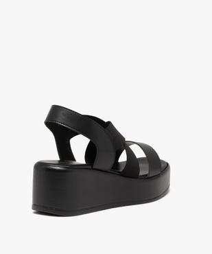 Sandales femme compensées et unies à brides élastiques vue4 - GEMO(URBAIN) - GEMO
