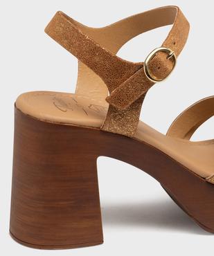 Sandales à talon et semelle plateforme en cuir femme vue6 - TANEO - GEMO