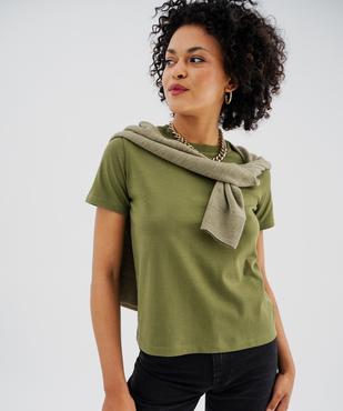 Tee-shirt manches courtes et col rond en coton résistant femme vue1 - GEMO(FEMME PAP) - GEMO