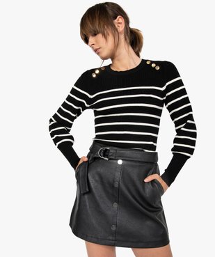 Pull femme marinière à manches bouffantes vue1 - GEMO(FEMME PAP) - GEMO