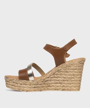 Sandales dessus cuir avec semelle compensée femme - Tanéo vue3 - TANEO - GEMO