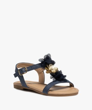 Sandales fille unies à fines brides et fleurs en tulle vue2 - GEMO (ENFANT) - GEMO