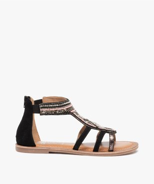 Sandales fille ornées de perles contrefort fermé et zippé vue1 - GEMO (ENFANT) - GEMO