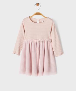 Robe en coton et tulle bébé fille vue1 - GEMO(BEBE DEBT) - GEMO