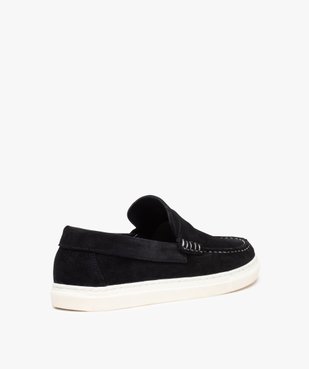 Mocassins homme dessus cuir retourné uni – Tanéo vue4 - TANEO - GEMO