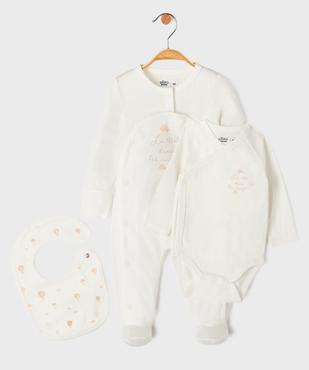 Ensemble 3 pièces bavoir, body et pyjama bébé vue1 - GEMO(BB COUCHE) - GEMO