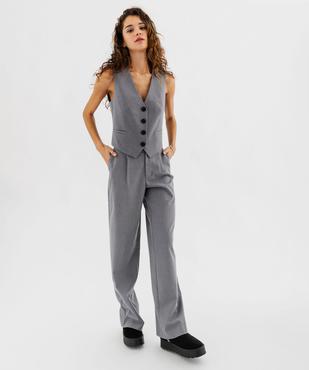 Pantalon large à taille haute et fines rayures brillantes femme vue4 - GEMO(FEMME PAP) - GEMO