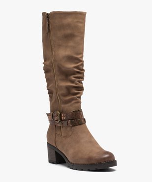 Bottes femme à talon carré et brides décoratives vue2 - GEMO(URBAIN) - GEMO