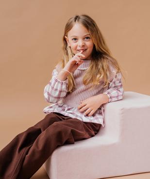 Pull avec manches et volants en coton effet 2 en 1 fille vue1 - GEMO (ENFANT) - GEMO