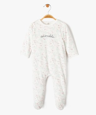 Pyjama bébé en velours imprimé avec ouverture pont-dos vue1 - GEMO(BB COUCHE) - GEMO