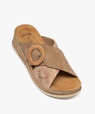 Mules à talon compensé et larges brides fantaisie femme vue5 - EMILIA ROSA - GEMO