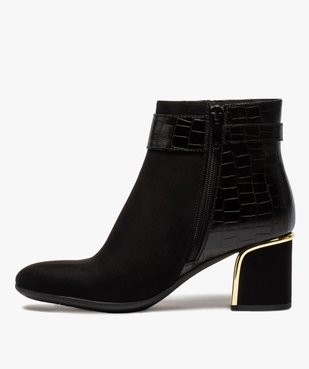Boots femme unis à talon avec finitions métalliques vue3 - GEMO(URBAIN) - GEMO