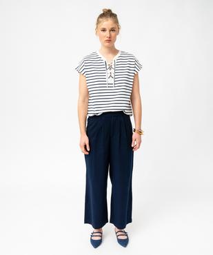 Pantacourt large en twill de coton souple femme - LuluCastagnette vue5 - LULUCASTAGNETTE - GEMO