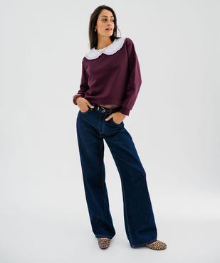 Sweat court à grand col Claudine volanté femme vue6 - GEMO(FEMME PAP) - GEMO