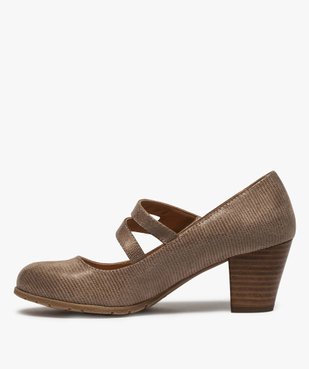 Escarpins femme confort à talon rainuré et bride scratch vue3 - GEMO(URBAIN) - GEMO