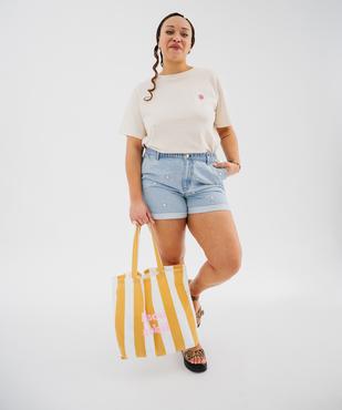 Tee-shirt manches courtes avec motifs femme grande taille vue5 - GEMO (G TAILLE) - GEMO