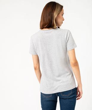 Tee-shirt à manches courtes avec col V roulotté femme vue3 - GEMO(FEMME PAP) - GEMO