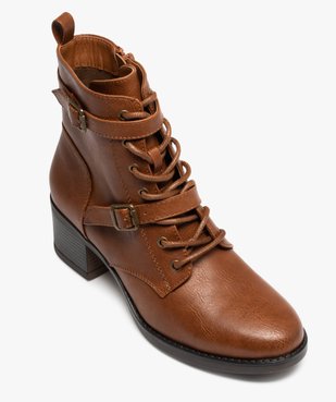 Boots femme unies à talon avec lacets et brides vue5 - GEMO(URBAIN) - GEMO