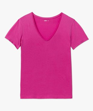 Tee-shirt à manches courtes avec col V roulotté femme vue4 - GEMO(FEMME PAP) - GEMO