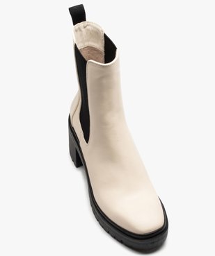 Boots femme à talon large style Chelsea bicolores vue6 - GEMO(URBAIN) - GEMO