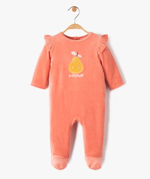 Pyjama dors-bien en velours imprimé à volants bébé vue1 - GEMO(BB COUCHE) - GEMO