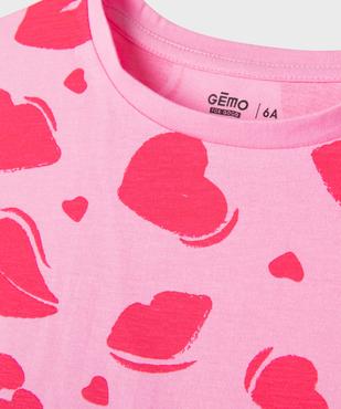 Tee-shirt manches courtes imprimé coupe oversize fille vue2 - GEMO 4G FILLE - GEMO