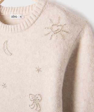 Pull brodé de perles en maille douce et chaude fille vue2 - GEMO (ENFANT) - GEMO