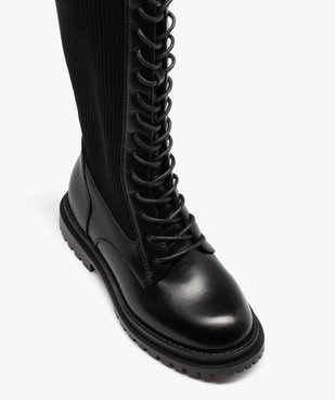 Bottes fille plates unies à lacets et tige chaussette vue5 - GEMO (ENFANT) - GEMO
