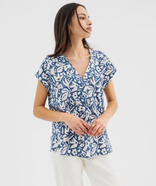 Blouse manches courtes à col V femme vue1 - GEMO 4G FEMME - GEMO